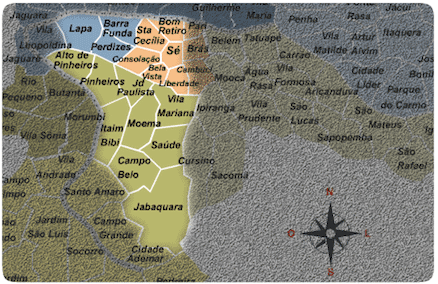 Jabaquara, Vila Conceição, São Judas, Saúde, Praça de Árvore, Santa Cruz, Vila Mariana, Ana Rosa, Paraiso, Avenida Paulista, Brigadeiro, Trianon-Masp, Consolação, Vergueiro, São Joaquim, Liberdade, Anhangabaú, República, Santa Cecilia, Praça da Sé